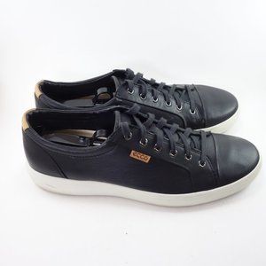 Ecco Kyle Mens Size 12 Wide Sneakers Black Leather Casual Low Top Lace Up Soft 7